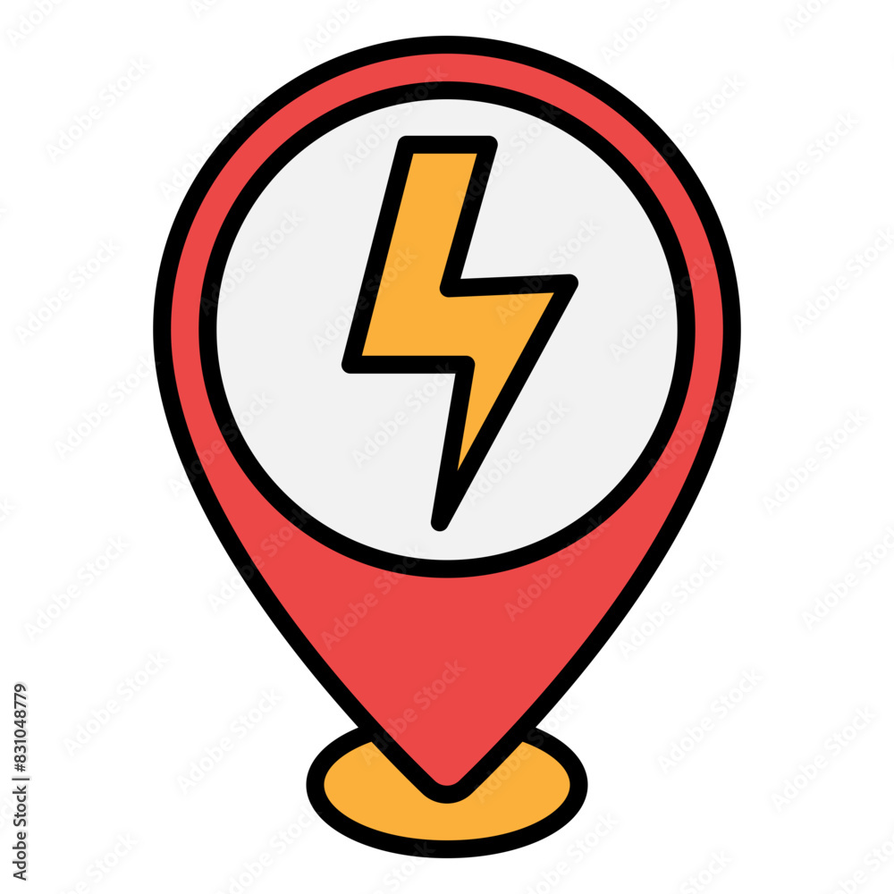 Illustration of Electricity Company Location design Filled Icon Illustration of Electricity Company Location design Filled Icon