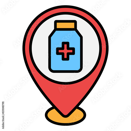 Illustration of Pharmacy Location design Filled Icon