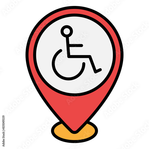 Illustration of Disability Area Location design Filled Icon