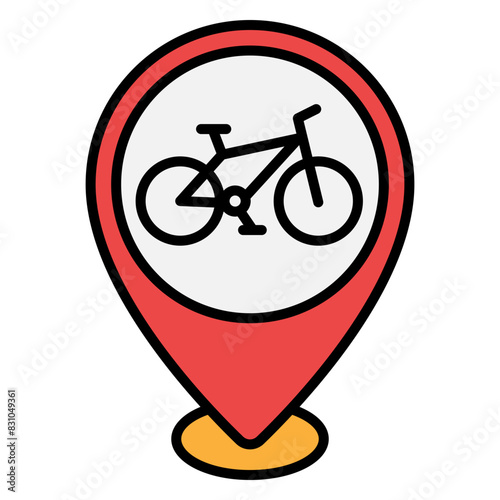 Illustration of Bicycle Parking Area Location design Filled Icon