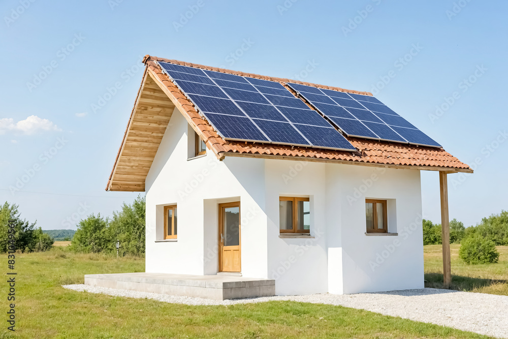 Small House With Solar Panels On The Roof Small House With Solar Panels On The Roof
