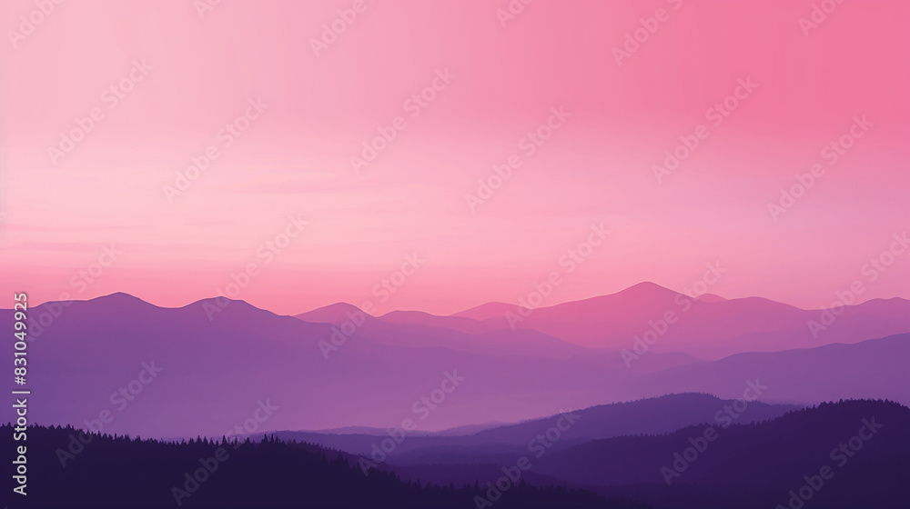 Pink and Purple Mountain Sunset Background
