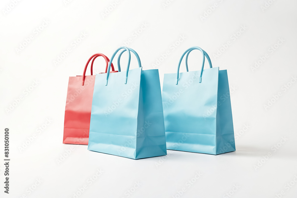 Blue and Red Shopping Bags on a White Background Blue and Red Shopping Bags on a White Background
