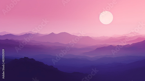 Pink and Purple Sunset Over Mountains Background  © CosmoJulia
