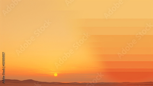Sunset Gradient with Mountains Background in Warm Colors 