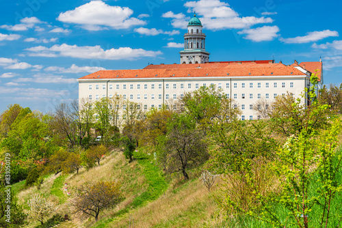 The UNESCO world heritage site Benedictine monastery Pannonhalma Archabbey in Hungary in early spring.
