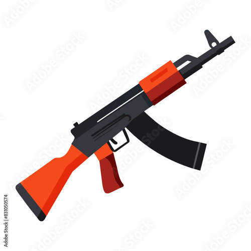 Flat style AK47 rifle illustration for design, military, weapon, and security themes