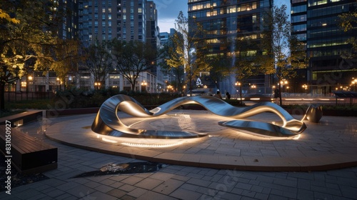 Fototapeta Naklejka Na Ścianę i Meble -  A sculptural installation in a public plaza,  serving as a focal point for the community