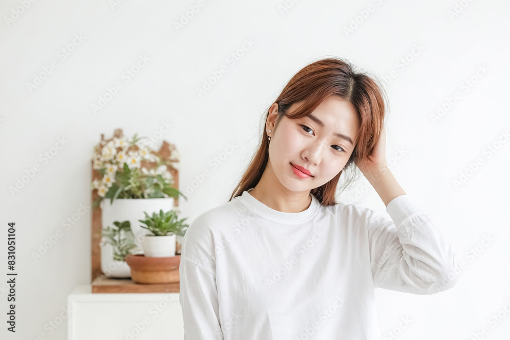 Portrait of a Beautiful Young Woman with Long Brown Hair Portrait of a Beautiful Young Woman with Long Brown Hair