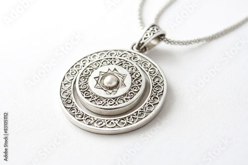 Silver Pendant with Pearl and Intricate Design