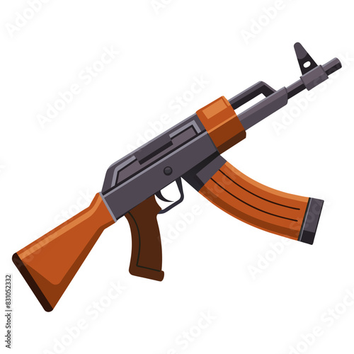 Flat style AK47 rifle illustration for design, military, weapon, and security themes