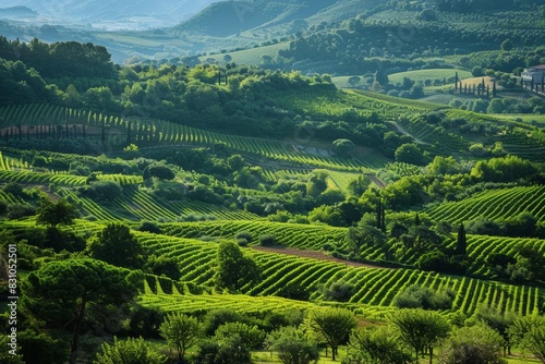 Serene Agroforestry Haven: Lush Green Landscape with Diverse Vegetation Under Natural Lighting