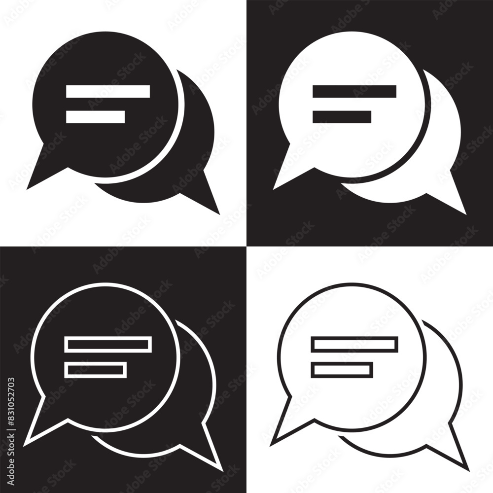 Fototapeta premium comment icon speech bubble symbol Chat message icons - talk message Bubble chat icon. isolated on white and black background. Vector illustration . EPS 10 