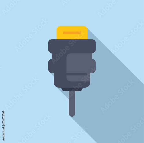 Flat design of a power plug icon with shadow on a blue background, symbolizing connectivity