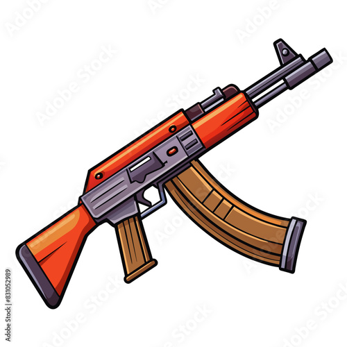 Flat style AK47 rifle illustration for design, military, weapon, and security themes