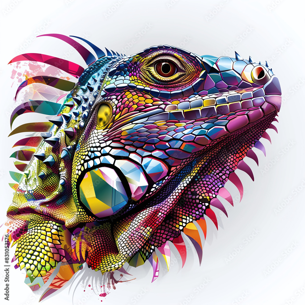 Iguana in Graphic style on white background