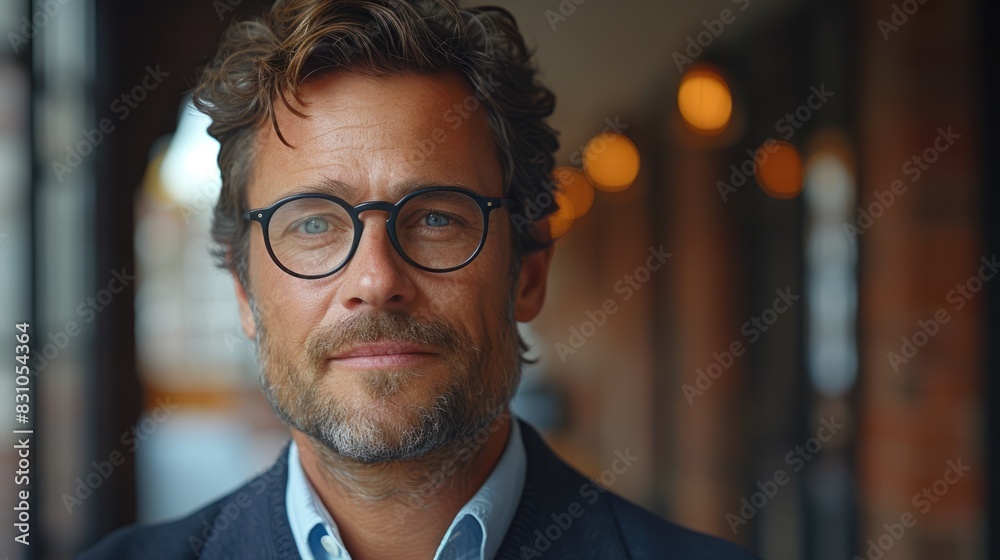 The man is wearing glasses and has a beard. He is looking at the camera with a serious expression. The man is wearing glasses and has a beard. He is looking at the camera with a serious expression.