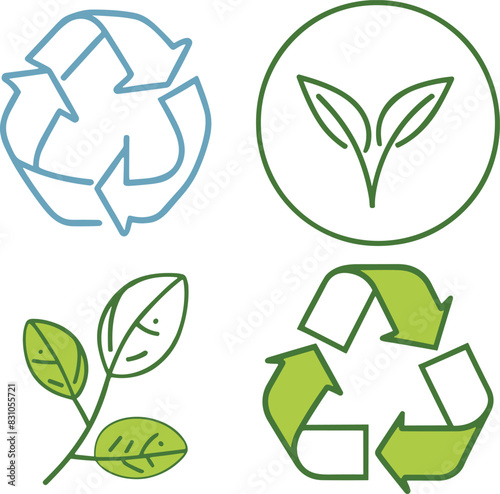 Set of recycling symbol, ecological concept, vector illustration.