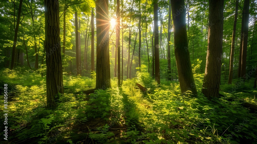 lush green forest sunlight img