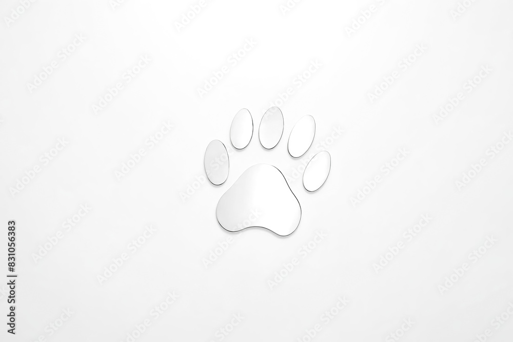 White Paw Print on a White Background White Paw Print on a White Background