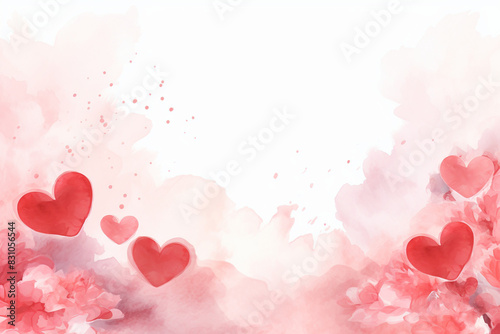 Valentine's Day Watercolor Heart Frame with Copy Space
