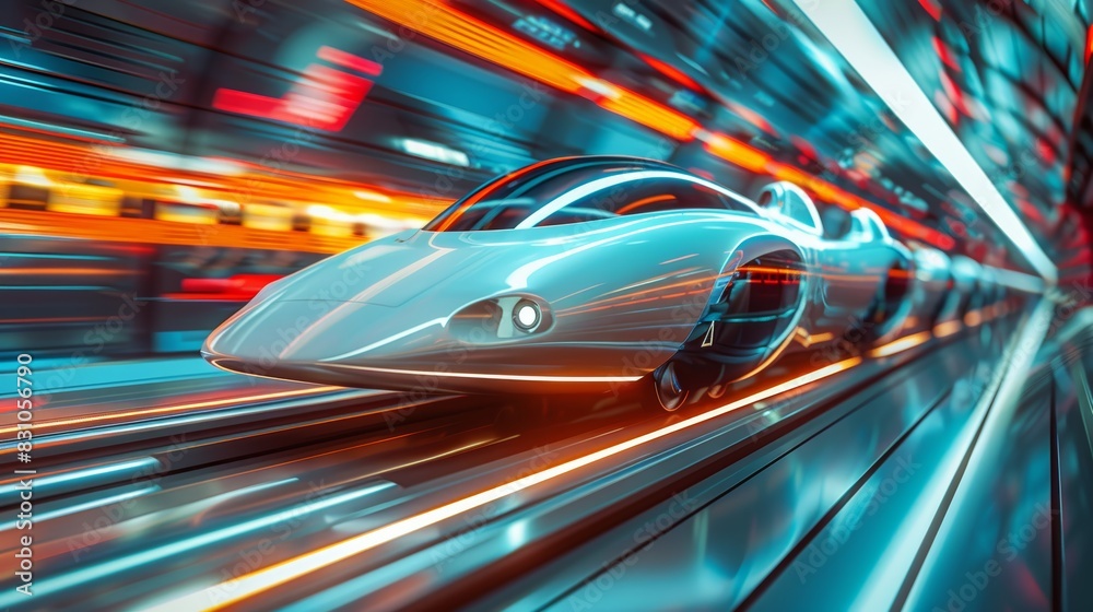 A close-up of a high-speed train or a fast electric car, symbolizing innovation in transportation for enhanced speed and efficiency. A close-up of a high-speed train or a fast electric car, symbolizing innovation in transportation for enhanced speed and efficiency.