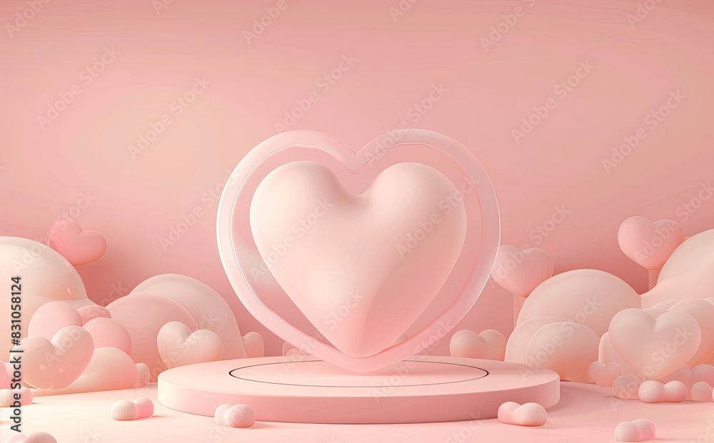 A pink heart podium. Created with Ai