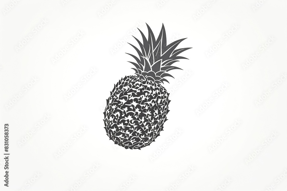 Obraz premium Pineapple Silhouette on White Background