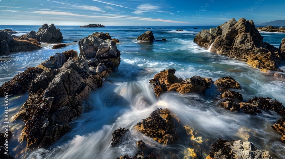 rocky coastline midday jagged rocky coastline midday jagged