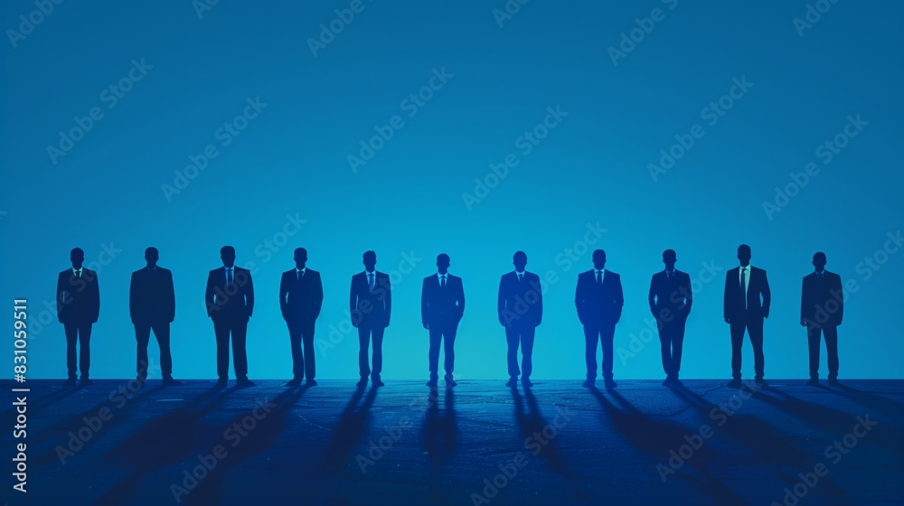 Group of People Standing in Front of Blue Wall Group of People Standing in Front of Blue Wall