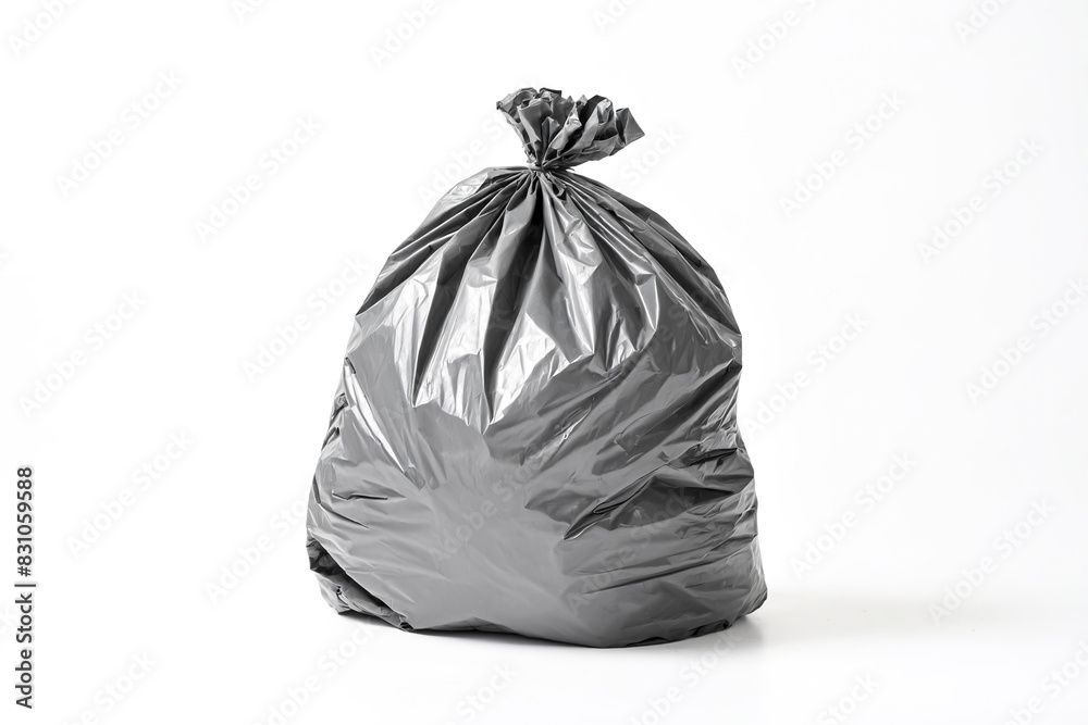 Black Plastic Trash Bag on White Background Black Plastic Trash Bag on White Background