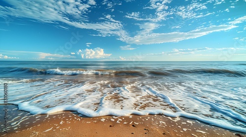 quiet beach waves and blue image