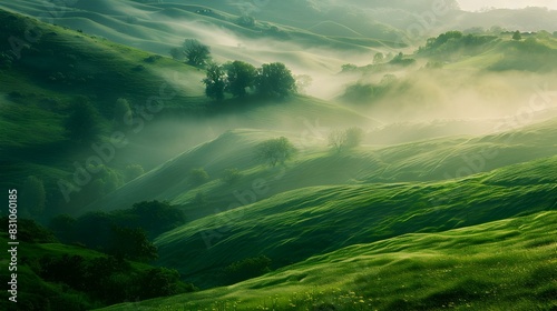 misty morning valley green img