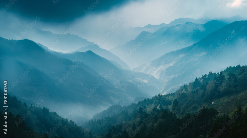 Dynamic mountain forest woods cloudy sky landscapes Dynamic mountain forest woods cloudy sky landscapes