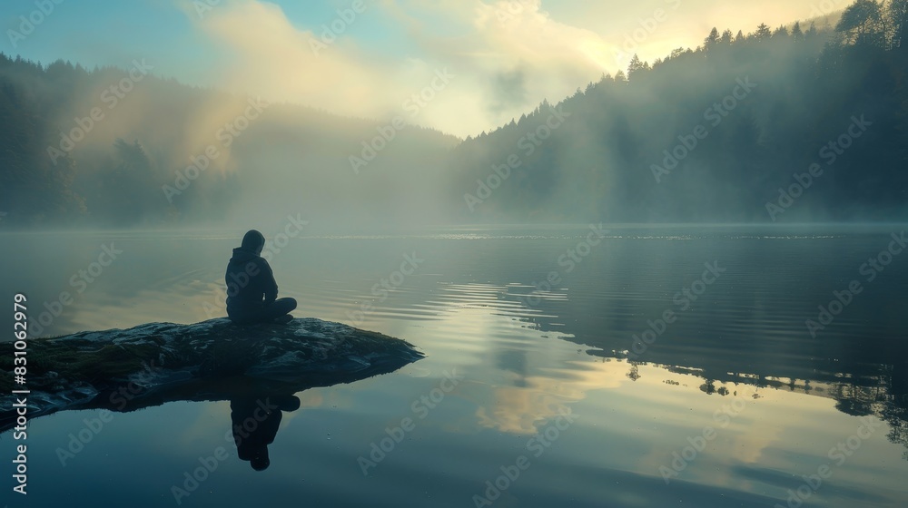Craft an image portraying the experience of solitude Craft an image portraying the experience of solitude