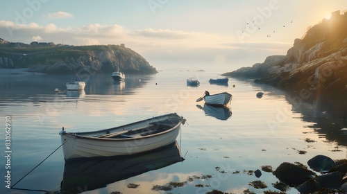 quiet cove fishing boats pic photo