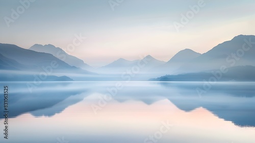 lakeshore dawn mountains pic
