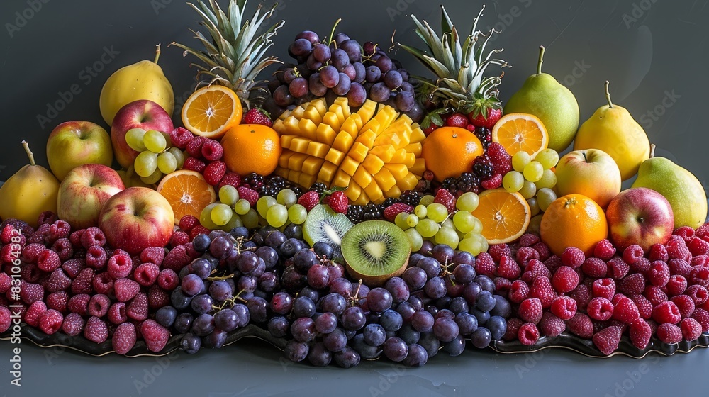 Craft an image showcasing the art of fruit arrangement