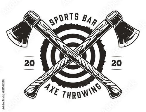 Axe throwing monochrome vintage sticker