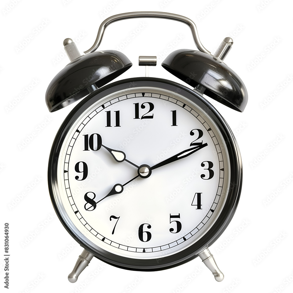 Classic Black Twin Bell Alarm Clock, Isolated on a White Background, Graphic Resource Classic Black Twin Bell Alarm Clock, Isolated on a White Background, Graphic Resource