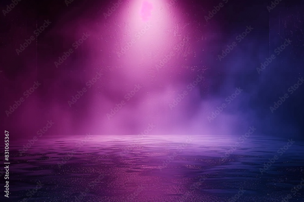 Background of empty room with spotlights and lights, abstract purple background with neon glow. generative ai. Background of empty room with spotlights and lights, abstract purple background with neon glow. generative ai.