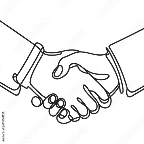 Handshake continuous line vector drawing. Business agreement vector concept. © dariachekman