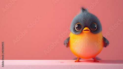 Cute cartoon penguin on a color background