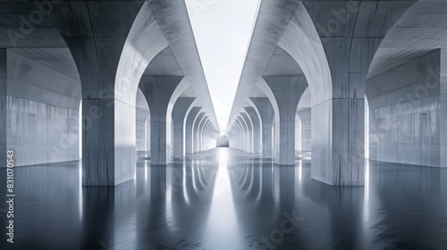 A minimalist bridge with elegant lines and sculptural support columns