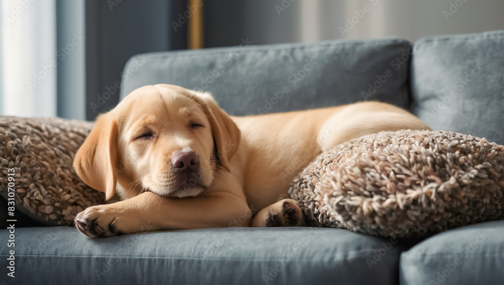 Cute Labrador dog sleeping on the sofa Cute Labrador dog sleeping on the sofa