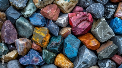 Many colorful rough stones. © tonstock