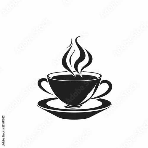 Black Coffee Cup with Steam on White Background Warm Beverage Symbol Morning Drink Icon Relaxation