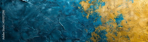 Blue and gold glossy paint textures provide a stunning backdrop.