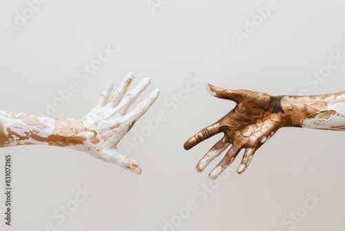 Diverse Painted Hands Reaching for Connection