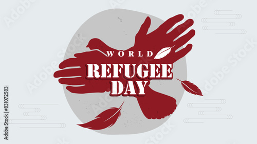 concept design commemorating world refugee day. migrating or escaping from an area due to war, crime, violent behavior.